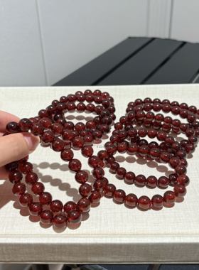 天然水晶手串石榴石进净体石榴石手链天然红色石头送女友生日礼物