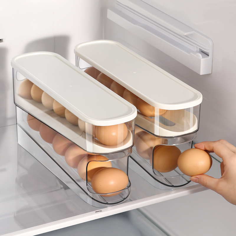 滚动鸡蛋收纳盒冰箱侧门专用鸡蛋整理神器保鲜盒鸡蛋架托滚蛋盒子
