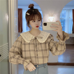 Real French stitching Lace Baby collar top design for women