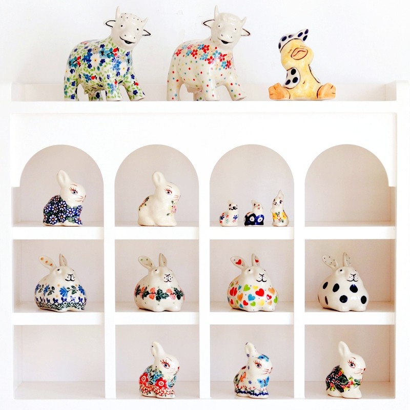 莫杂现货波兰手绘陶瓷器可爱兔子小摆件客厅装饰品送友人礼物欧式