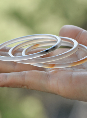 4mm细叮当水墨玛瑙玉髓手镯