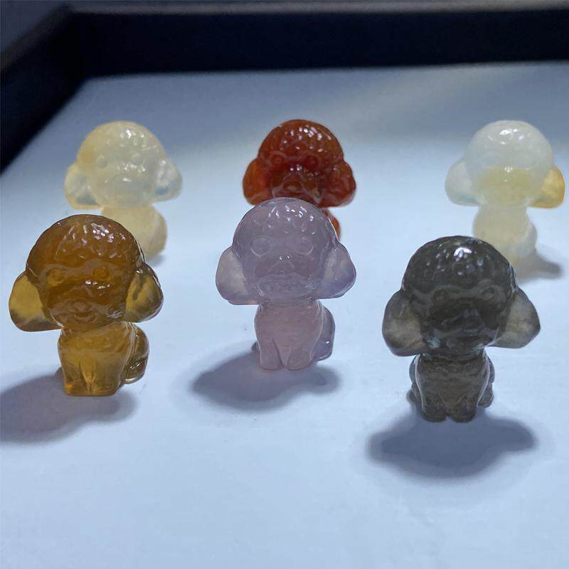 天然原矿玛瑙泰迪吊坠全糖料玉石生肖狗狗萌宠挂件男女款玉坠立体