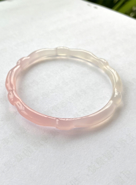 国风女玉髓竹节镯子冰透