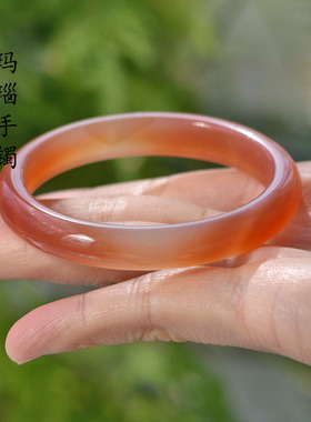 民族风女玛瑙天然花手镯橘色