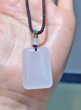 天然新疆金丝玉白玉无事牌吊坠