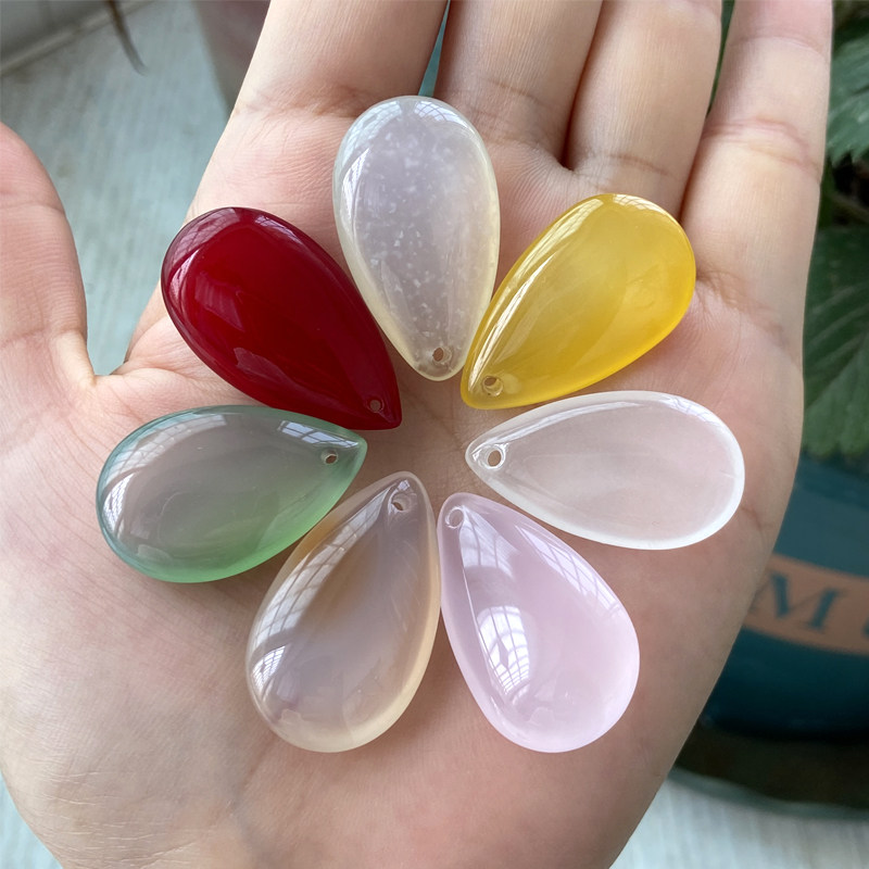 天然冰透水滴玉髓项坠男女饰品 玛瑙玉坠吊坠玉石坠玉挂件