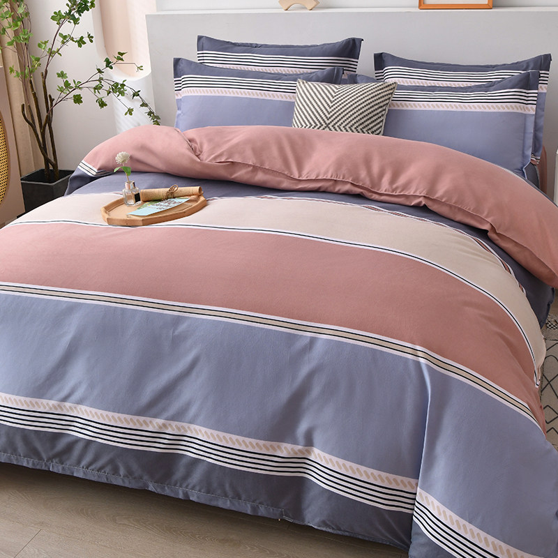 纯棉100四件套全棉床单被套床上用品4件套男士宿舍简约被罩2026
