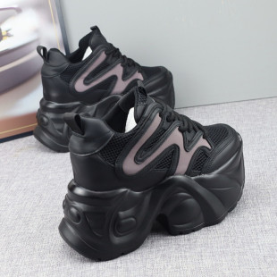 休闲运动 百搭内增高矮子乐厚底网面小白鞋 12CM超高跟老爹鞋 女新款