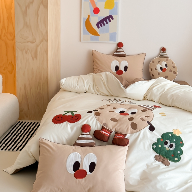 送抱枕可爱卡通水洗棉四件套纯棉