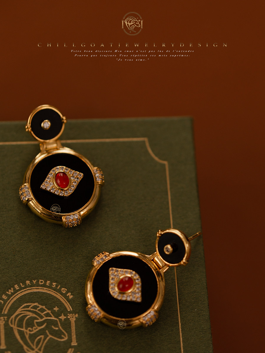 第一稿设计大受好评《荷鲁斯之眼》复古玛瑙耳环耳饰小众高级感