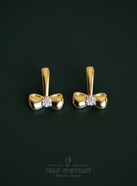 Judy's bowknot原创设计莫桑石蝴蝶结耳环女高级感轻奢气质小耳坠