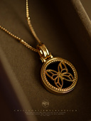 原创法式 蝶影 复古黑玛瑙蝴蝶锁骨项链吊坠小众设计感高级女