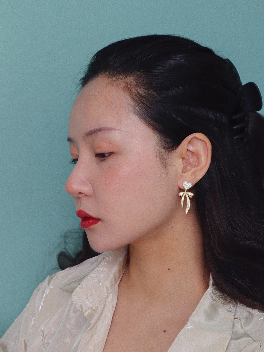 清仓NO退NO换原创设计通体纯银款蝴蝶结爱心耳环女复古高级感耳饰,饰品/流行首饰/时尚饰品新,耳环,淘宝优惠券,粉丝福利购,淘宝优惠卷