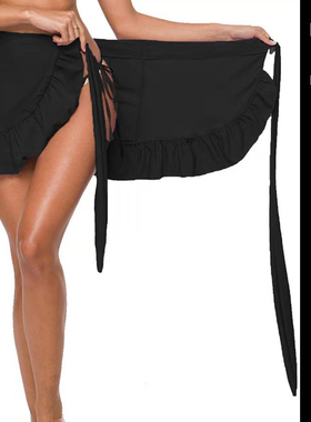 高腰遮肚显瘦泳裙荷叶边分体裙式泳衣单裙子罩裙半裙系带胖MM大码