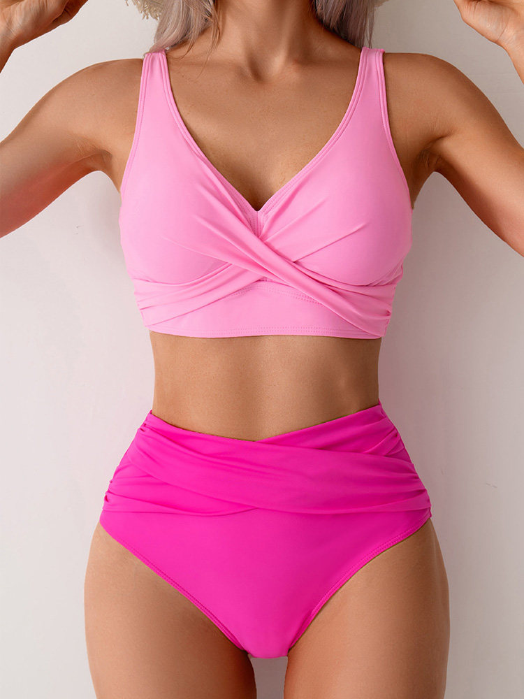 European and American ins Resort-Style Plus-Size Two-Piece Swimsuit for Women 2025 New Sexy High-Waisted Tummy-Covering Bikini for Hot Springs