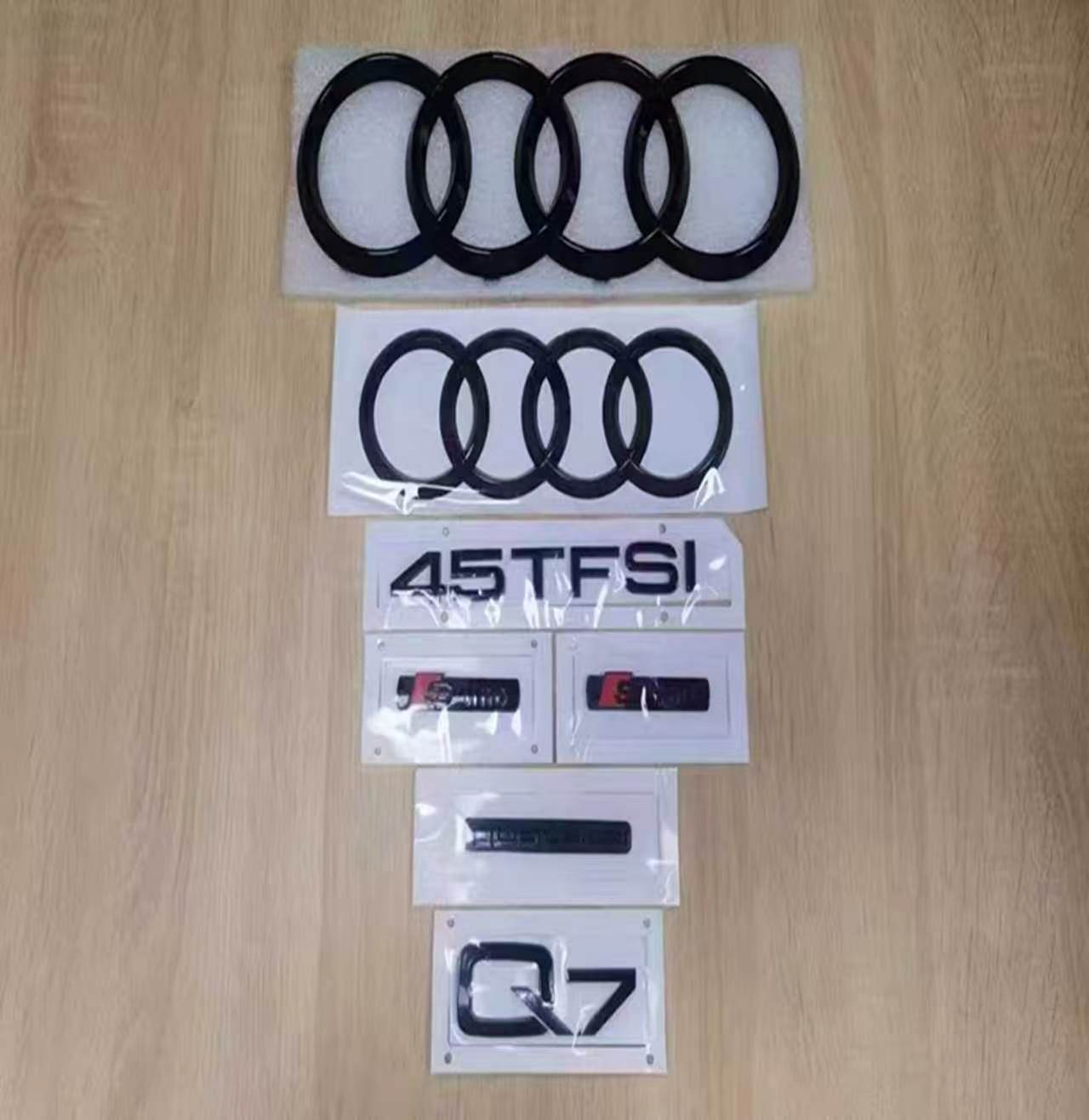 奥迪Q7黑标后车标45 55TFSI排量标四驱标装饰贴中网前后四环尾标