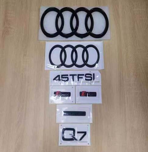 奥迪Q7黑标后车标45 55TFSI排量标四驱标装饰贴中网前后四环尾标
