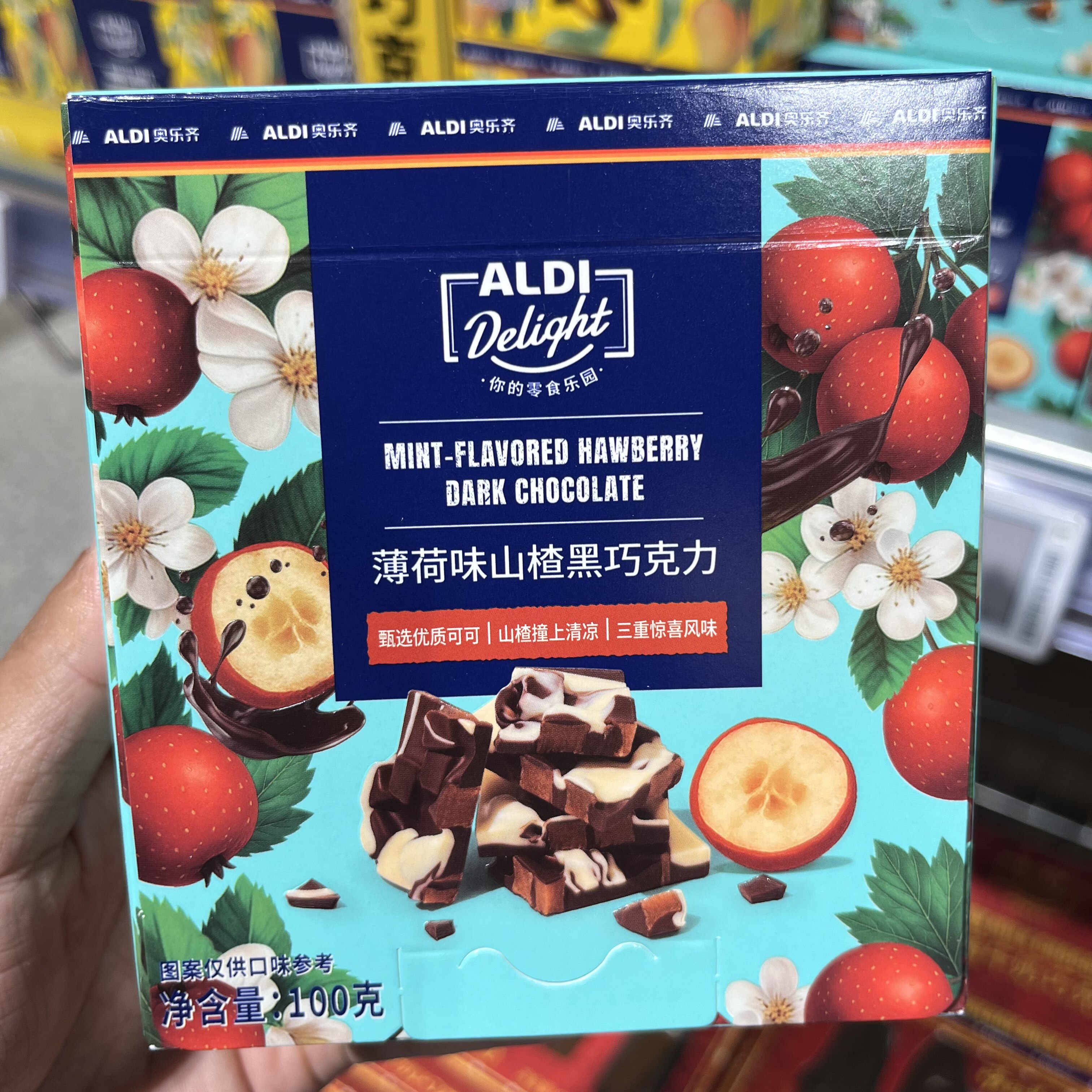 上海奥乐齐ALDI超市代购 薄荷味山楂黑巧克力100g酸甜醇香