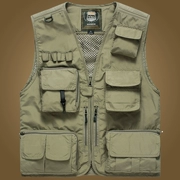 Áo vest nam nhiều túi ngoài trời chụp ảnh câu cá mùa hè vest vai mỏng cỡ lớn vest tùy chỉnh dụng cụ - Dệt kim Vest