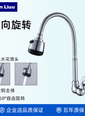 入墙式万向旋转水龙头单冷洗菜盆龙头4分花洒防溅阳台水龙头家用