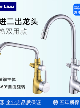 洗衣池冷热水龙头加长款一进二出龙头厨房菜盆双用混水阀龙头家用