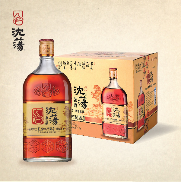 沈蕩釀造老酒五年足陳雕花玻璃480ml*10瓶整箱包郵黃酒海鹽特產