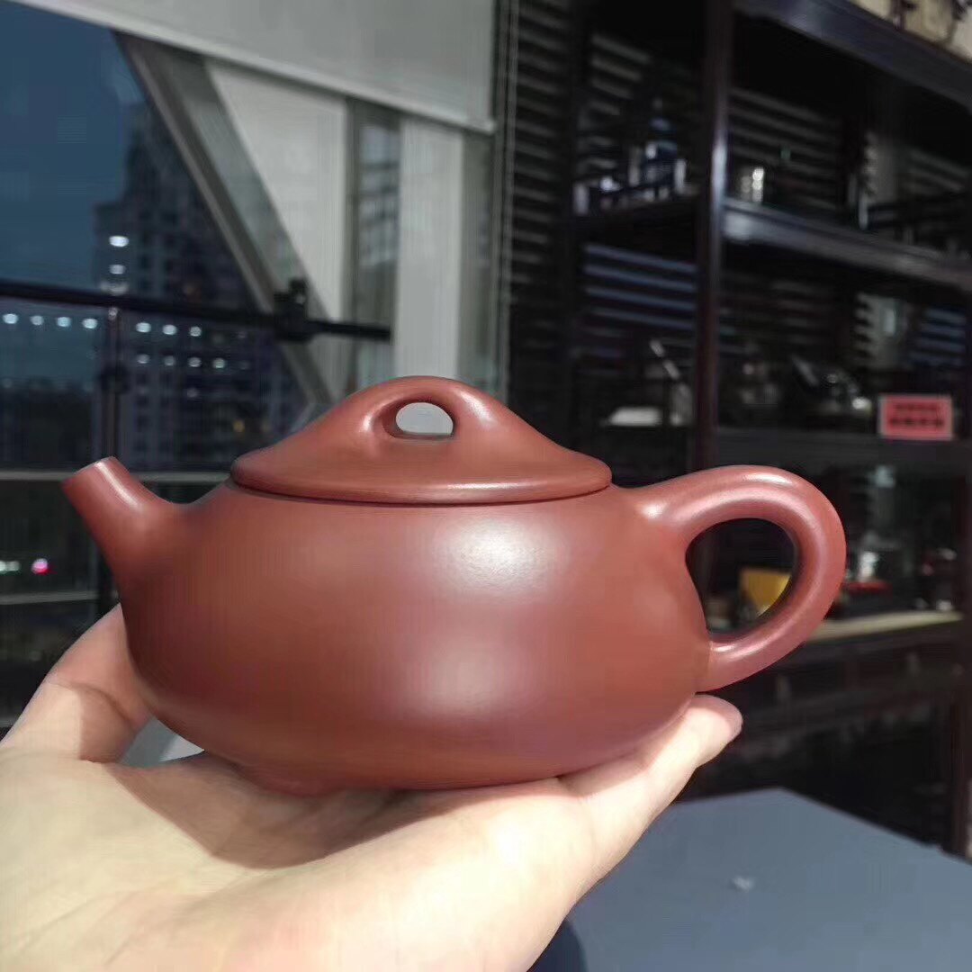 宜兴紫砂壶全手工正品茶壶石瓢先生高工原矿玫瑰红泥 陈正初 石瓢