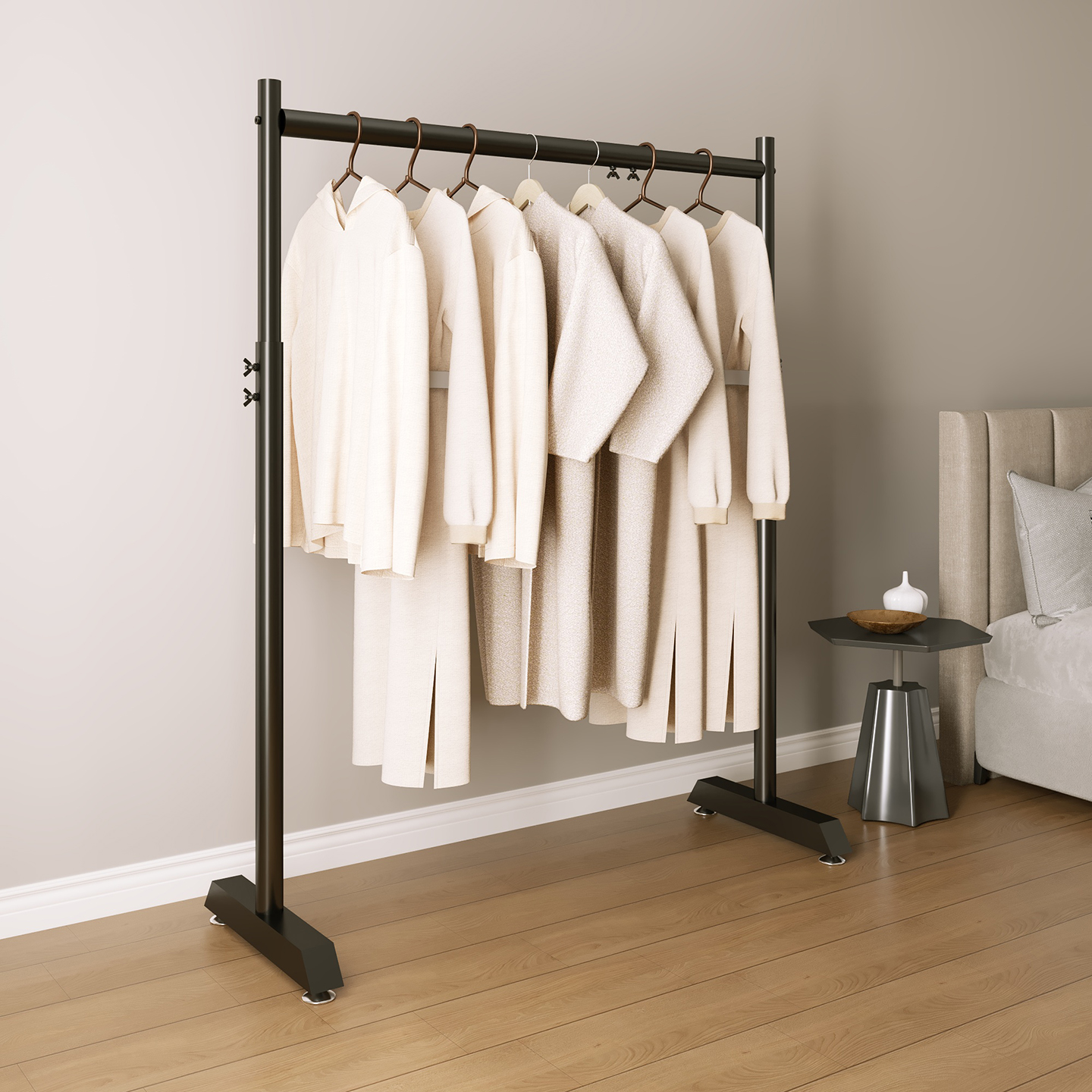 晾衣架落地室内家用小型阳台简易凉晒架挂衣杆伸缩不占地晒衣神器