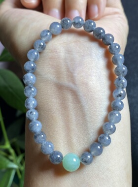 掌中翠缅甸天然翡翠A货冰种乌鸡圆珠手链手串 0084