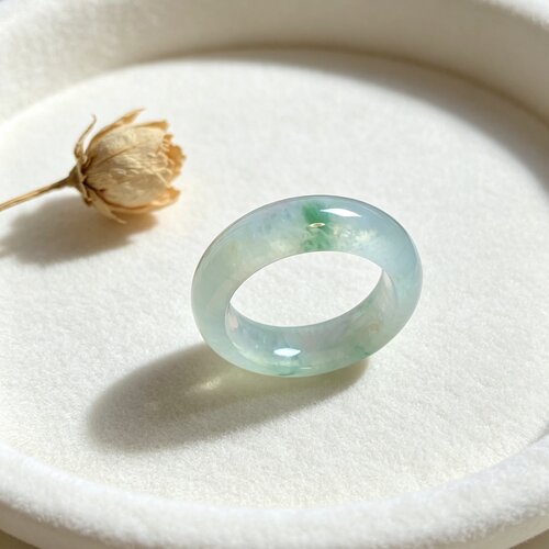 掌中翠A货高冰飘花翡翠戒指吊坠