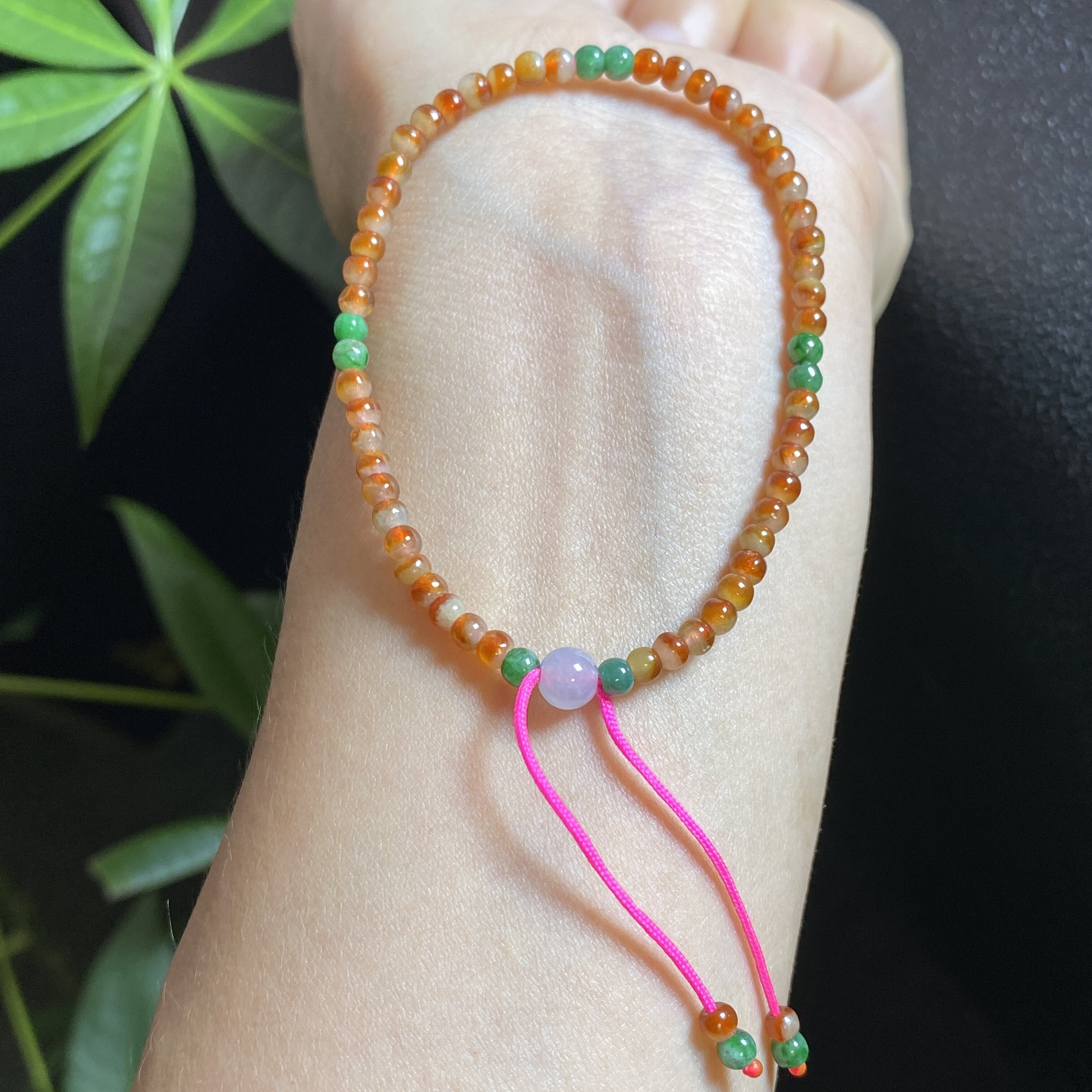 缅甸翡翠天然冰种红翡鸳鸯小米珠女款小米珠手链手串3mm 0132