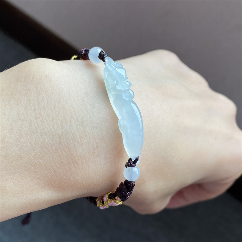 缅甸翡翠A货高冰龙勾手链