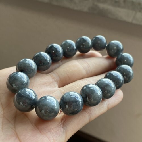 冰种单圈男女款A货玉石乌鸡手串