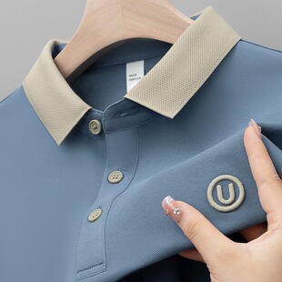 夏季男装短袖条纹Polo衫薄款青年宽松型时尚都市商务休闲