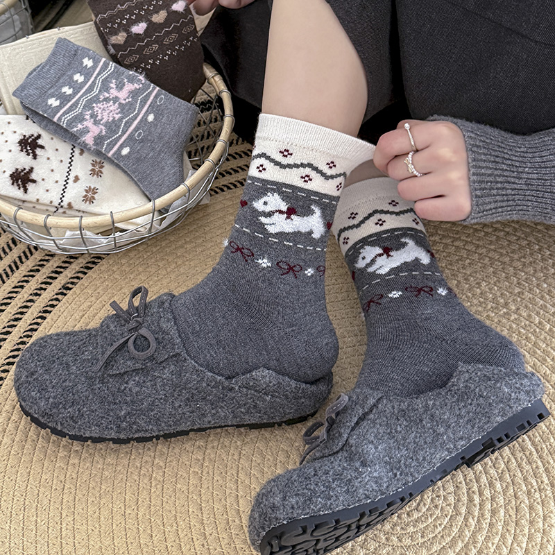 费尔岛羊毛袜子女秋冬款加厚