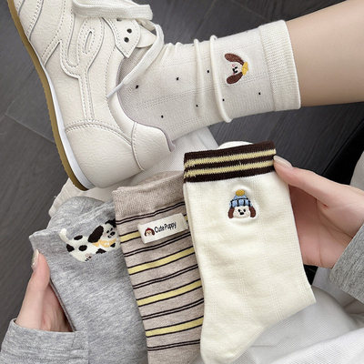卡通袜子女春秋款中筒袜纯棉
