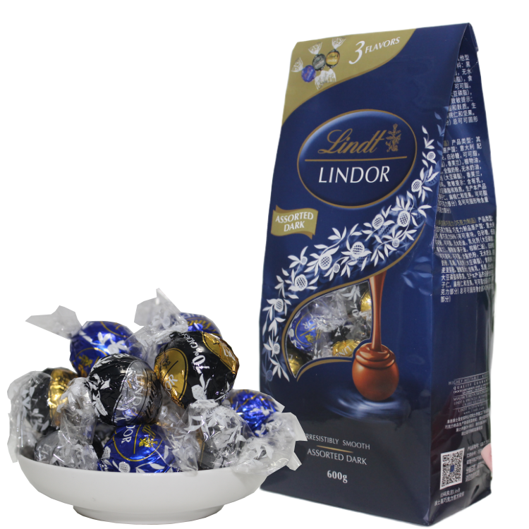 进口lindt瑞士莲软心黑巧克力精选混合装600g70%特浓黑巧克力零食