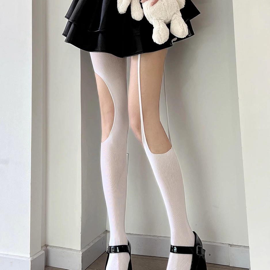 y2k辣妹白色连裤长筒薄款不规则