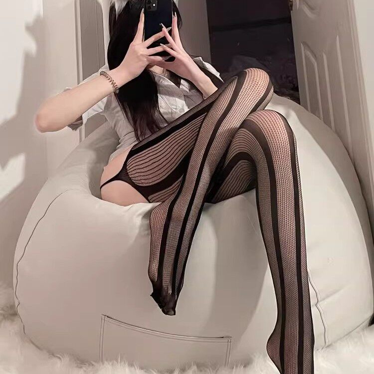 性感吊带连体网袜薄款破洞