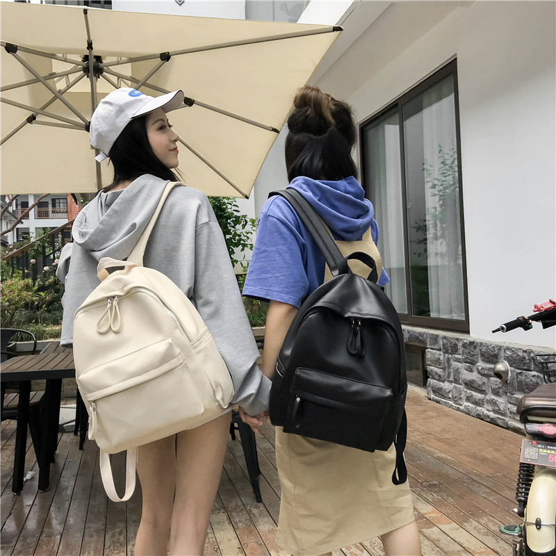 2018新款韩版学院风软皮双肩包女百搭大容量中学生书包旅行背包潮