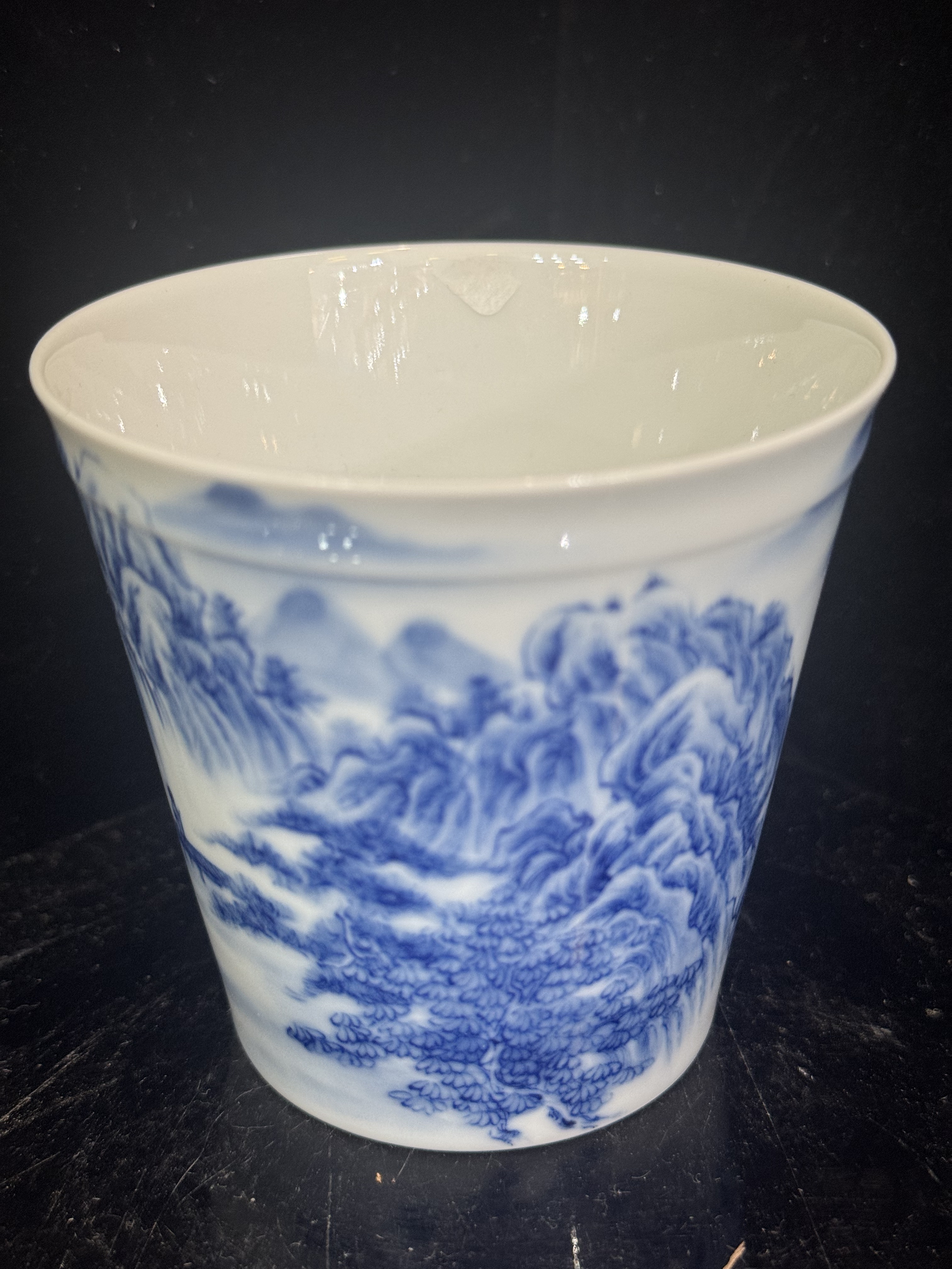 景德镇陶瓷手绘2026新款青花山水纹直筒杯品茗杯功夫茶具
