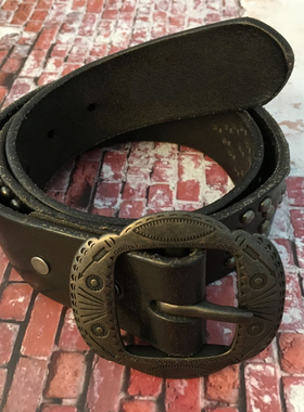 皮带男青年休闲裤子腰带真皮牛仔男复古年轻美式头层牛皮针扣36mm