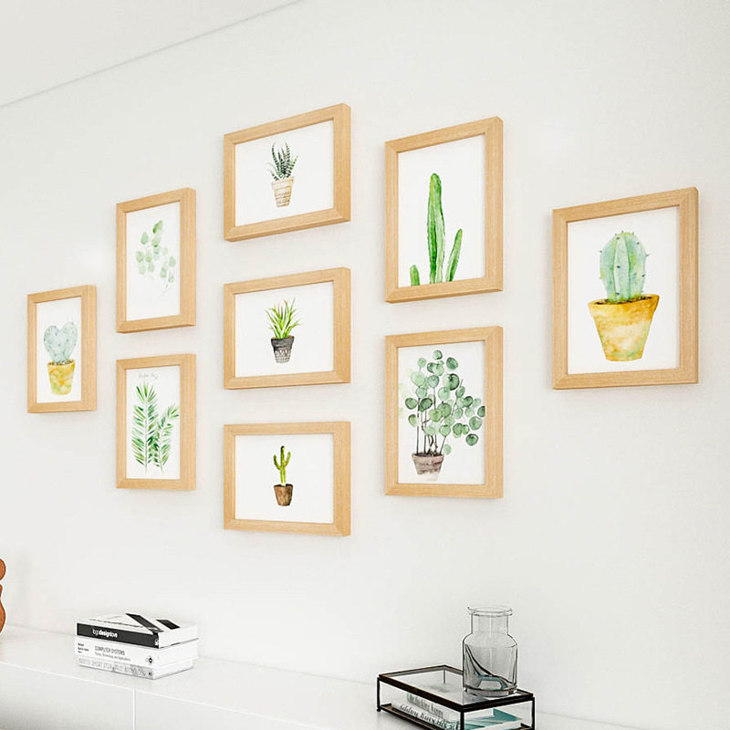 木质九宫格照片墙组合相框装饰背景墙客9框套装相片挂墙现货