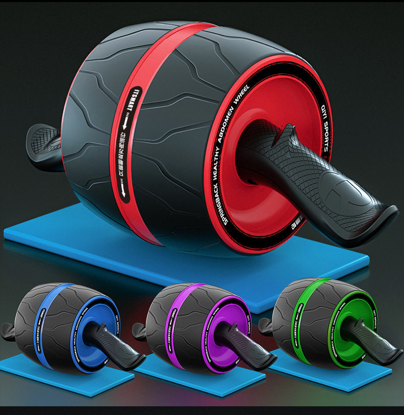 回弹健腹轮男女家用静音双轮健腹轮跨境送跪垫厂家销售腹肌轮