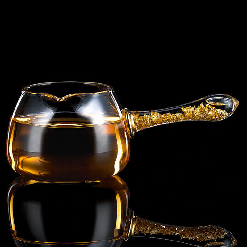 中秋礼【工厂直销一件】高档金箔水晶玻璃公道杯公杯功夫茶