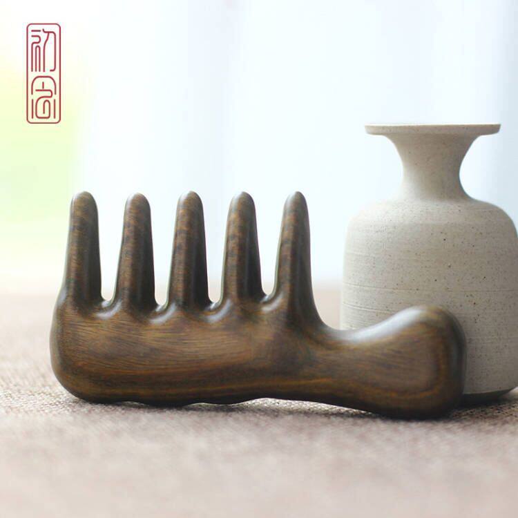 绿檀木按梳不卡发经络梳头部按通乳梳粗齿穴位礼厂家