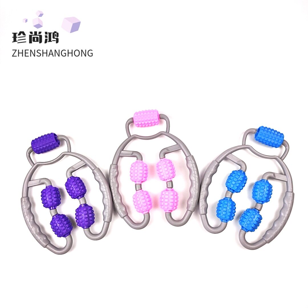 五轮环形夹小腿部按器美腿夹手持肌肉消除放松器瑜伽滚轮瘦腿环