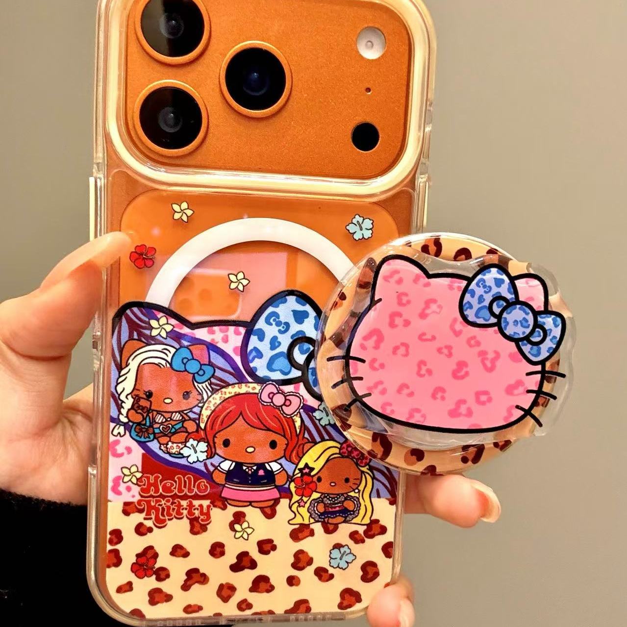 日韩可爱豹纹长发猫咪适用ihone17promax苹果16p手机壳15小众简约设计感防摔保护壳