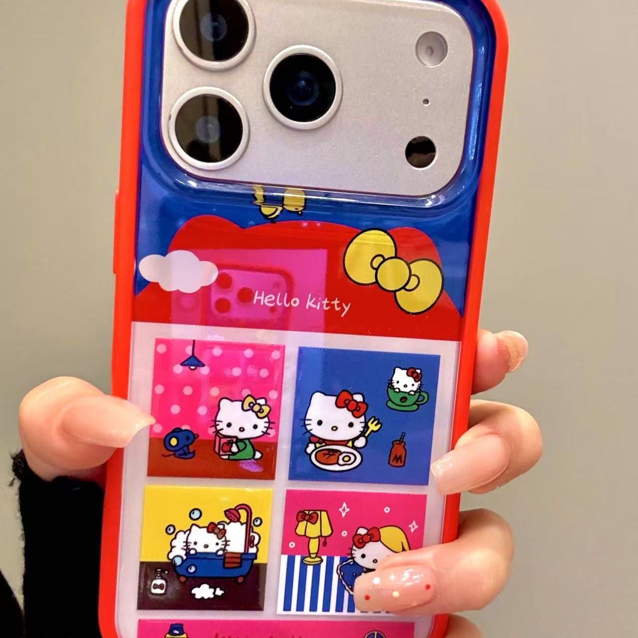 甜美可爱四宫格老鼠洗澡kt适用ihone17promax苹果16pro手机壳1514童趣创意搞怪新款防摔保护壳