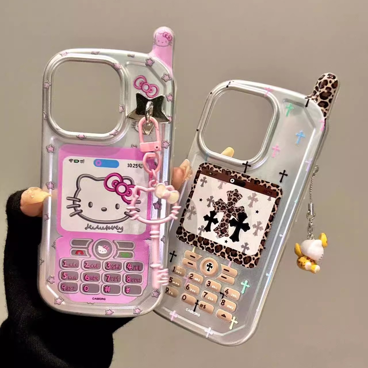 创意大哥大电镀十字架可爱猫咪脑壳钥匙iphone16prom苹果15手机壳童趣创意新款防摔保护壳